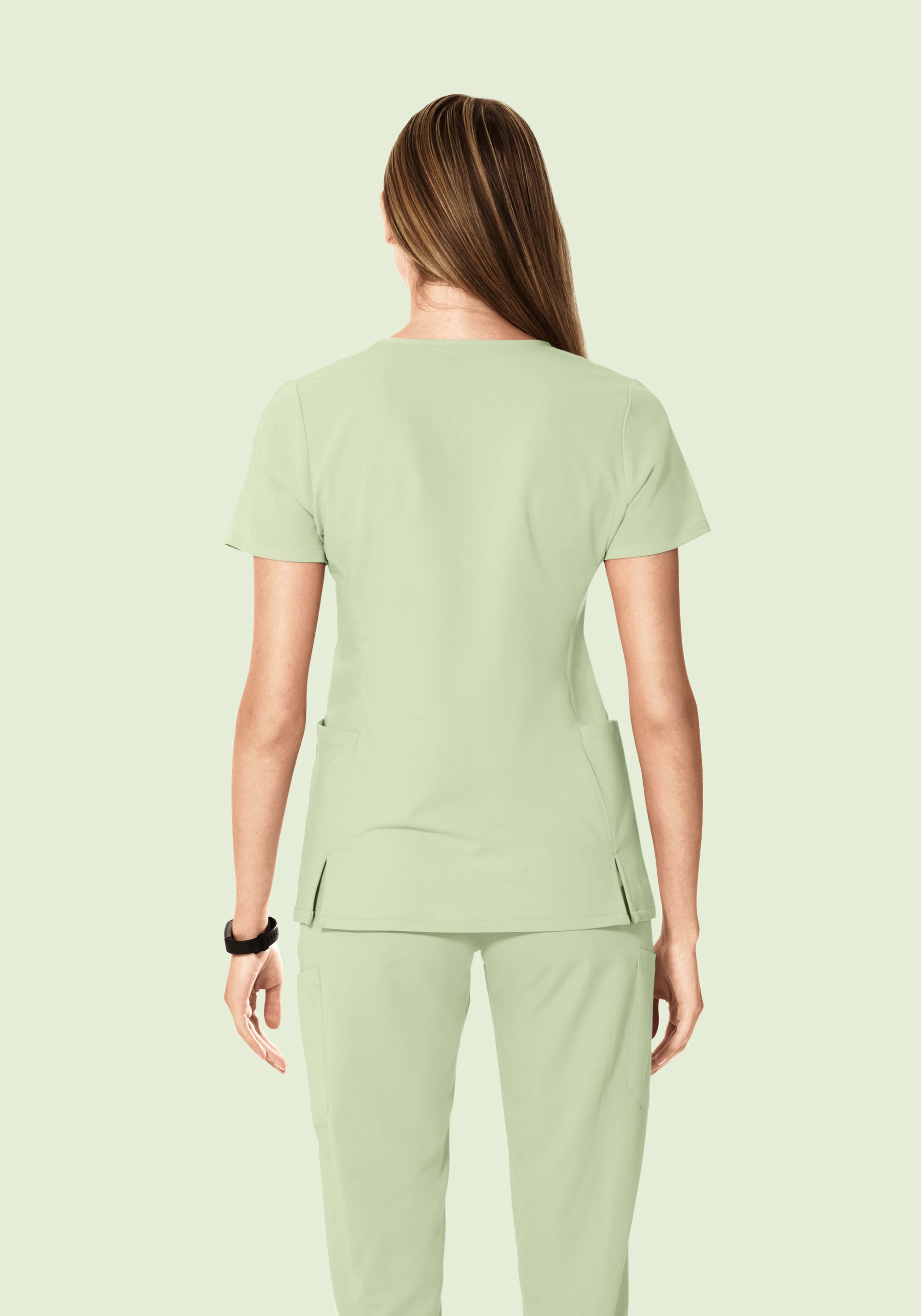 Curved V-Neck Top Matcha