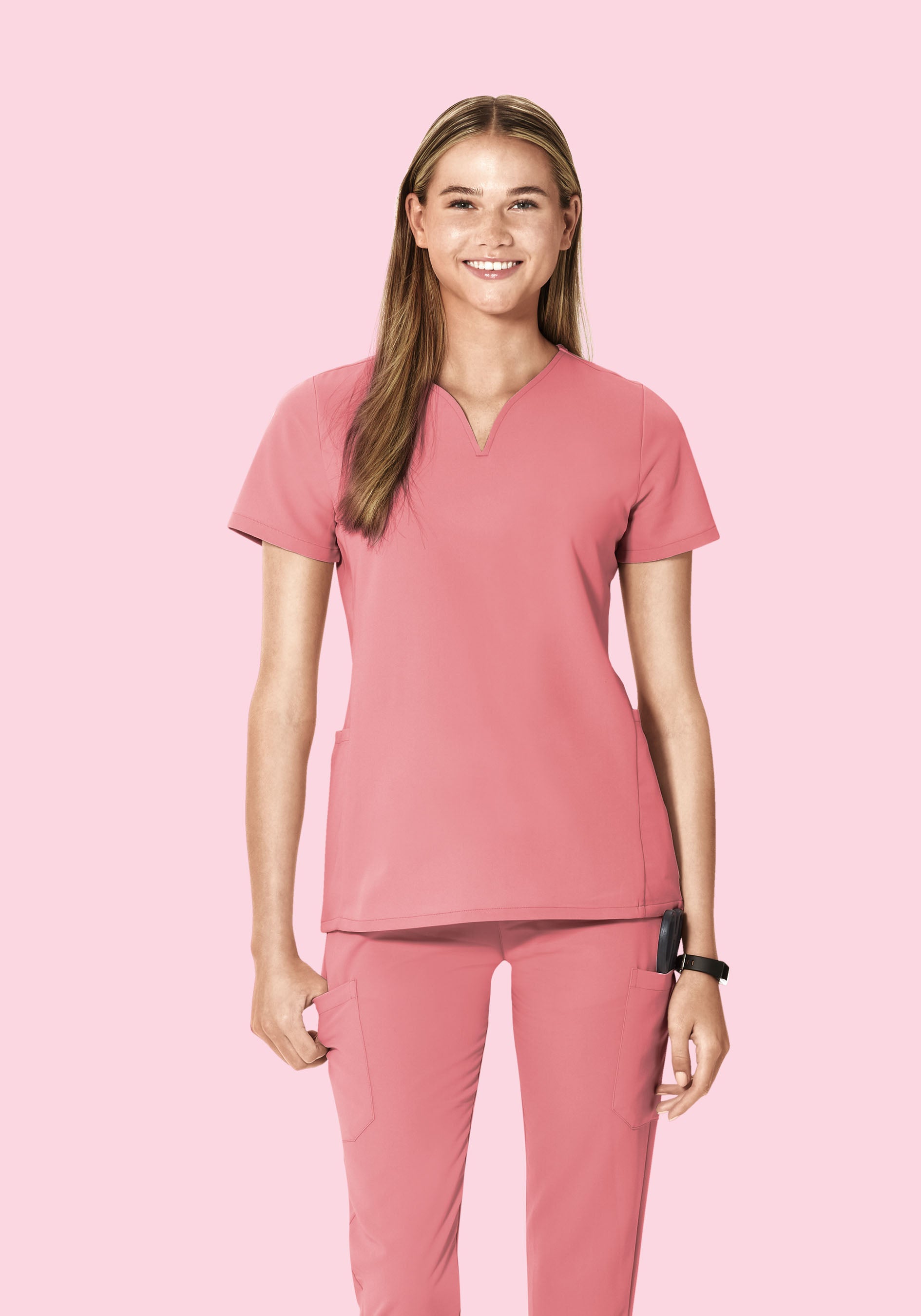 Curved V-Neck Top Peony