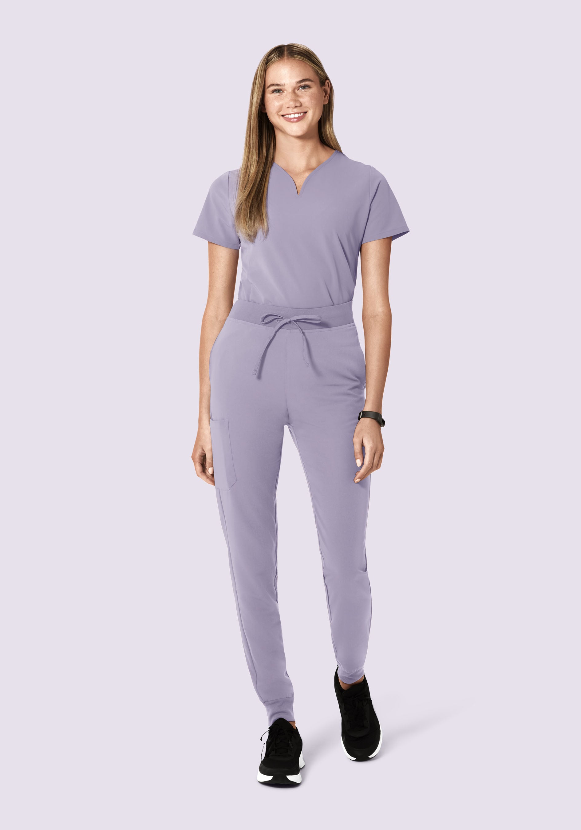 Curved V-Neck Top Ube