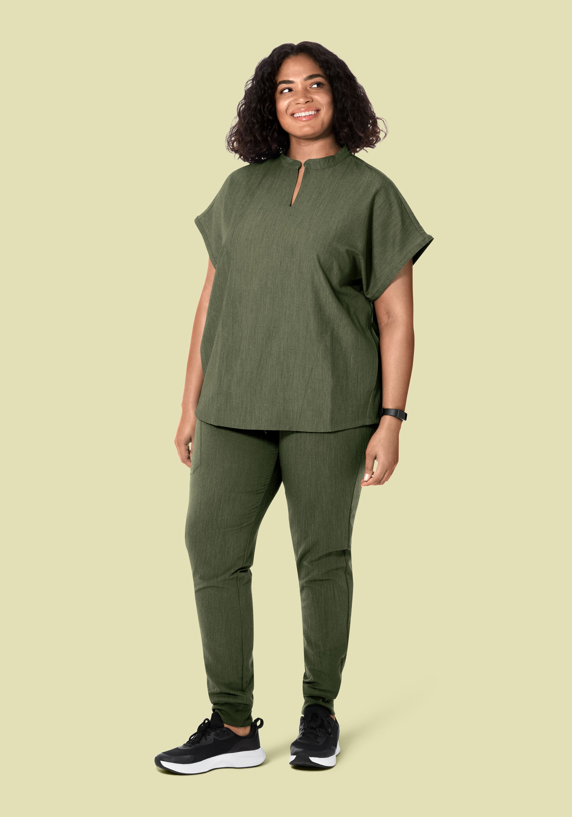 Mandarin Dolman Top Heather Olive