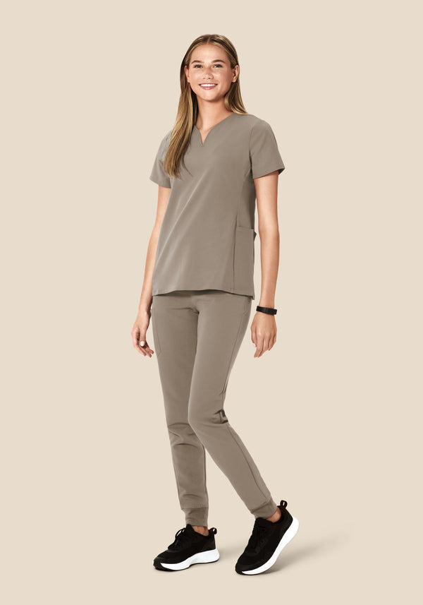 Curved V-Neck Top Macchiato