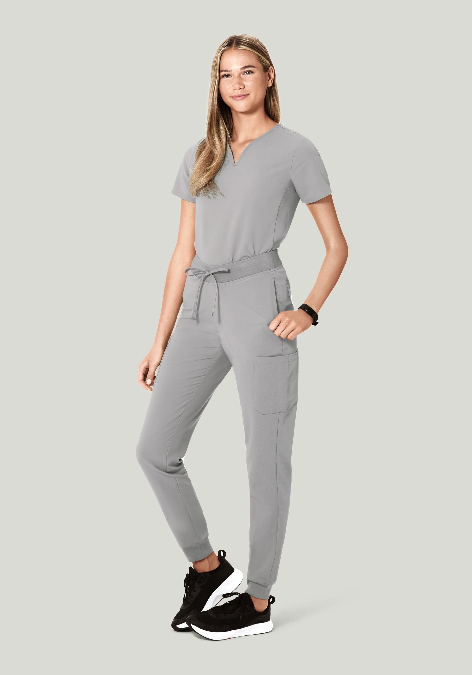 Curved V-Neck Top Cloud