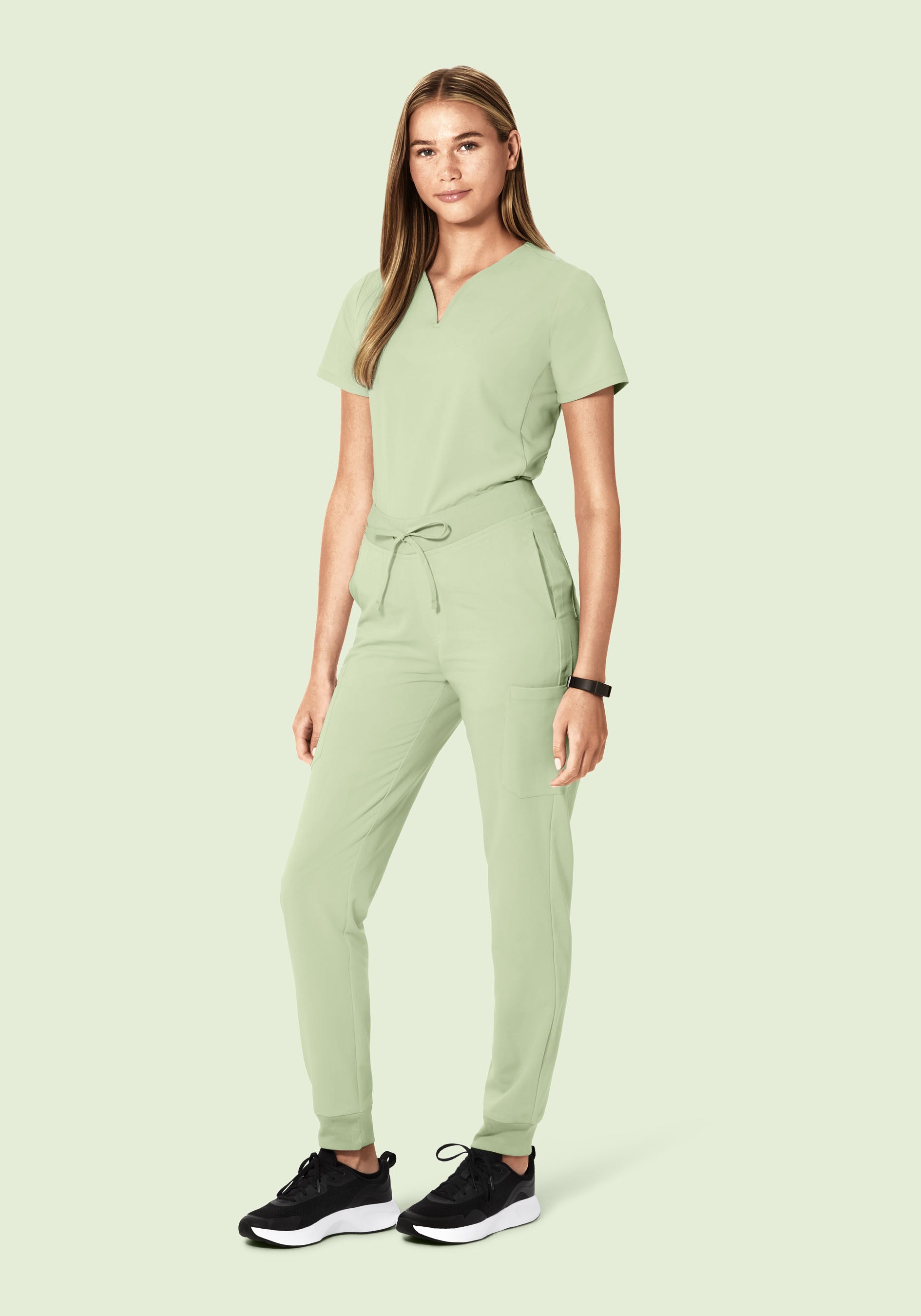 Curved V-Neck Top Matcha