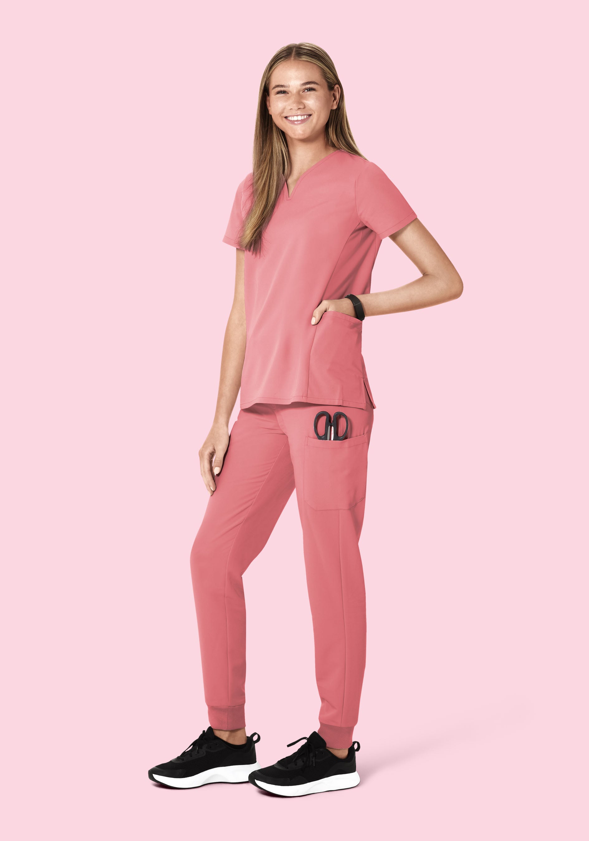 Curved V-Neck Top Peony