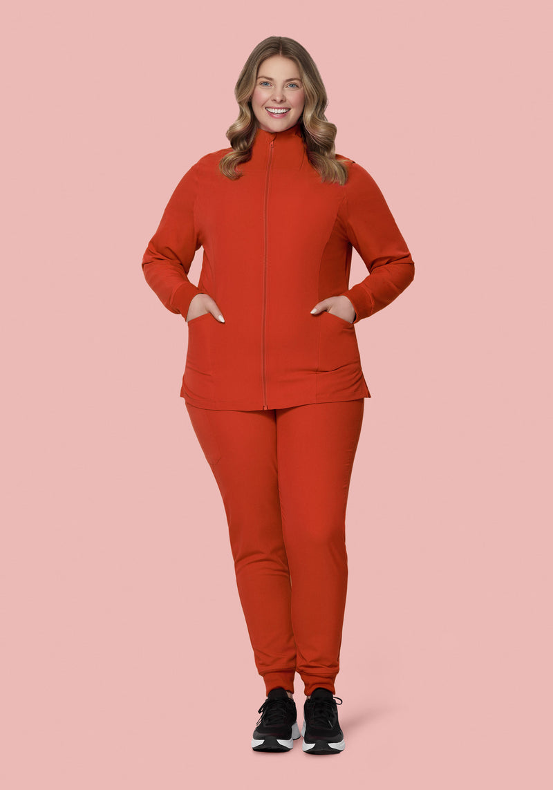 Women's Modern Scrub Jacket Rust – Mandala Scrubs