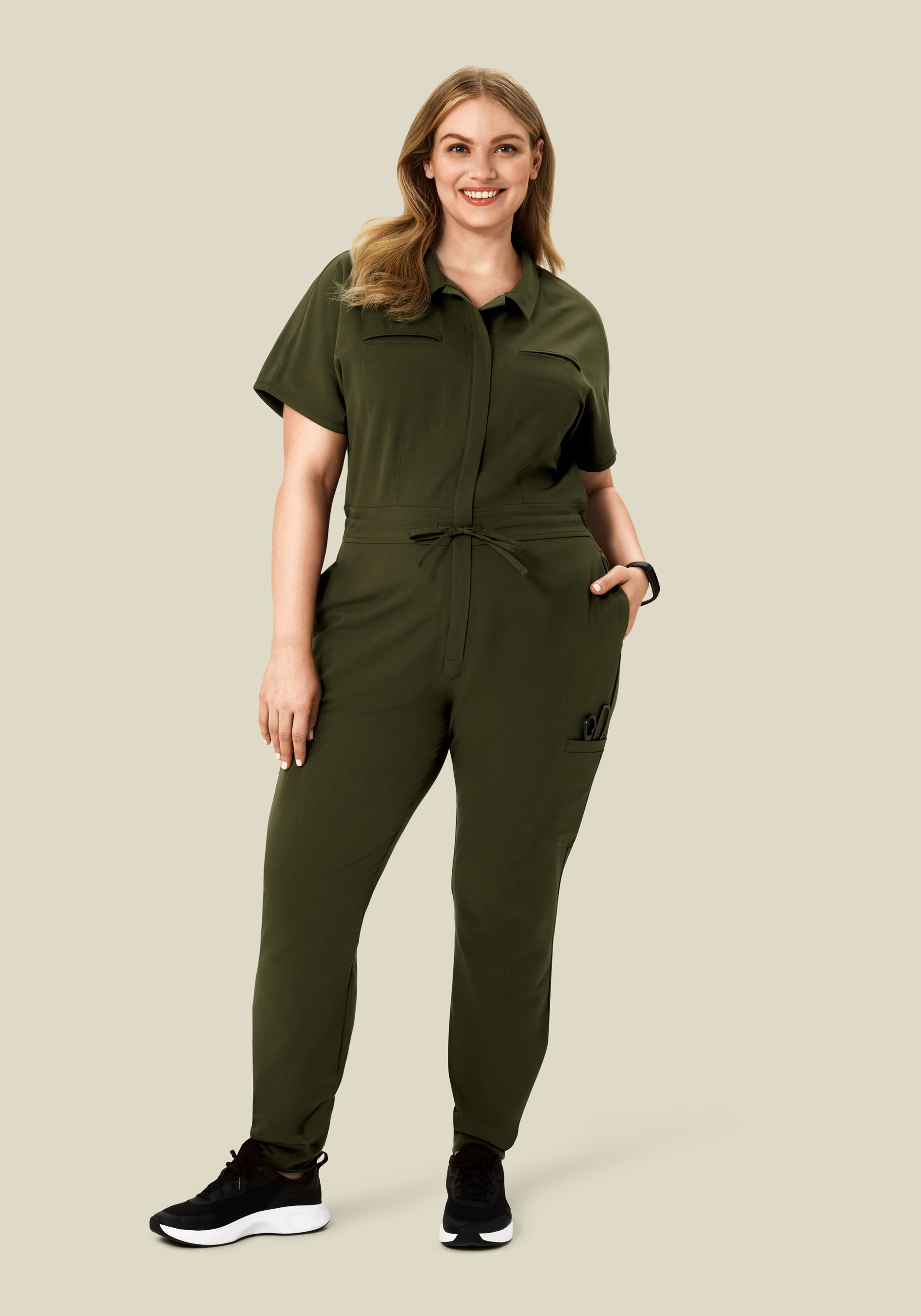 Women's Mandarin Dolman Jogger Scrub Jumpsuit - Olive | Mandala Scrubs