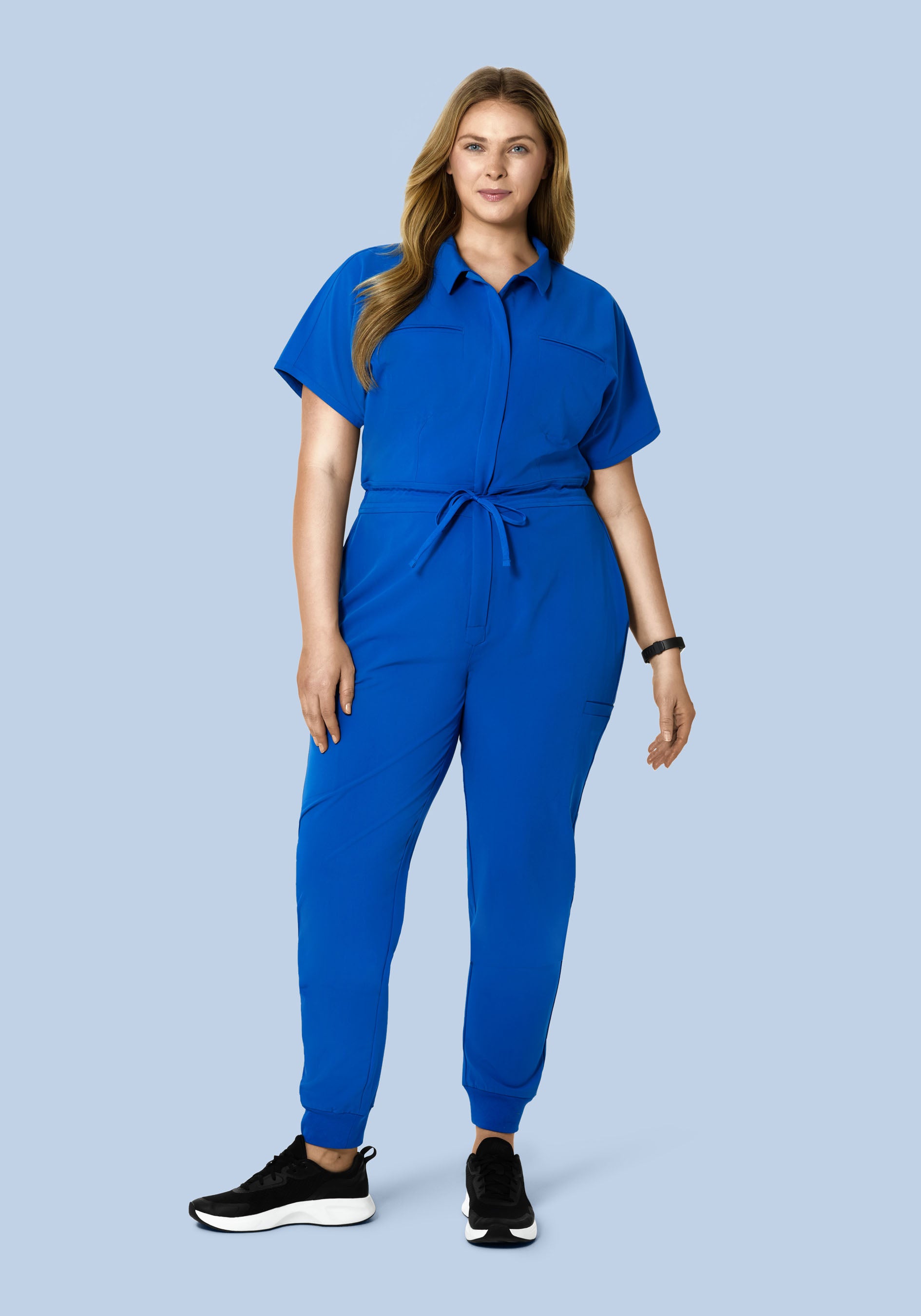Women's Mandarin Dolman Jogger Scrub Jumpsuit - Royal Blue
