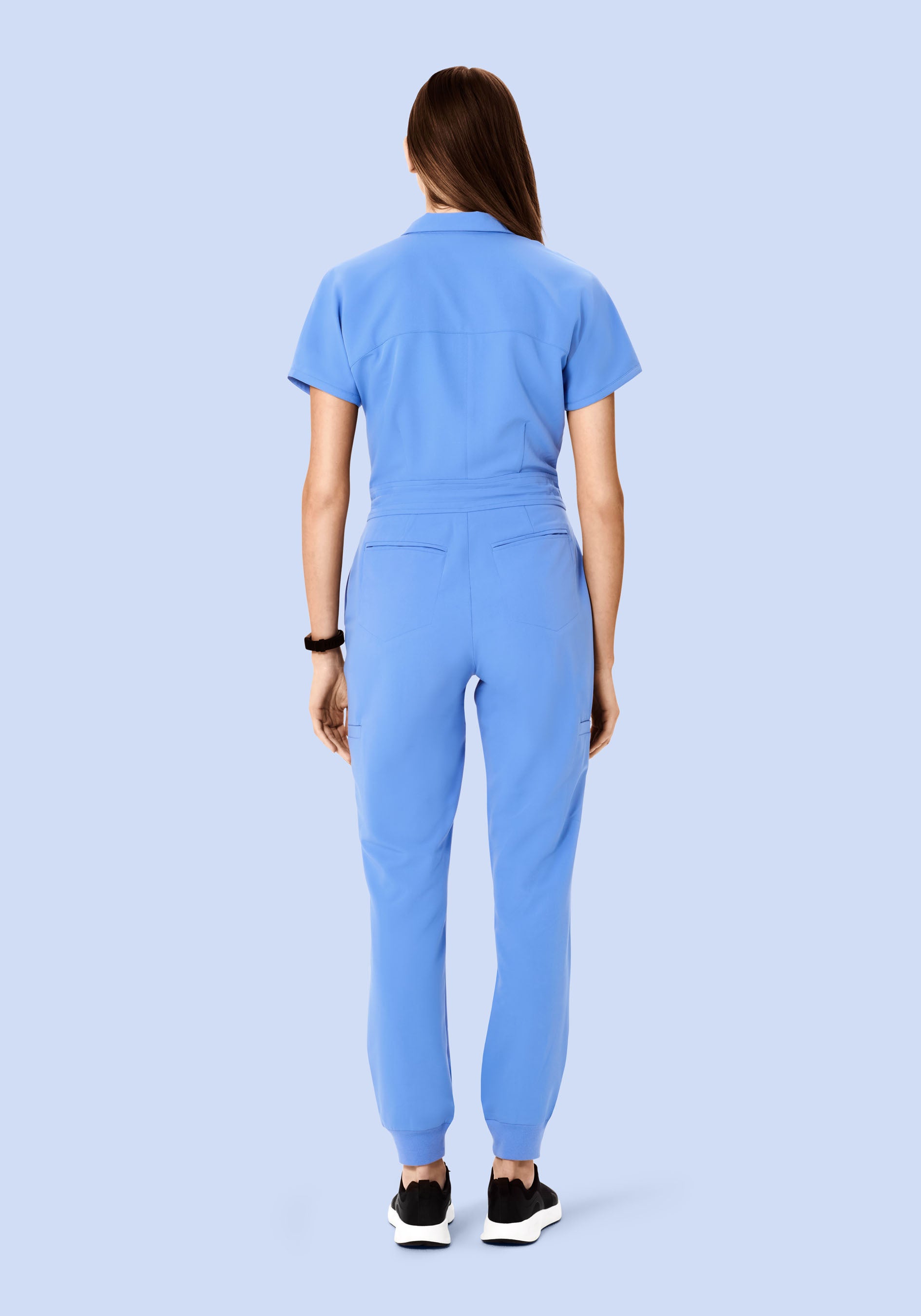 Women's Mandarin Dolman Jogger Scrub Jumpsuit - Ceil Blue