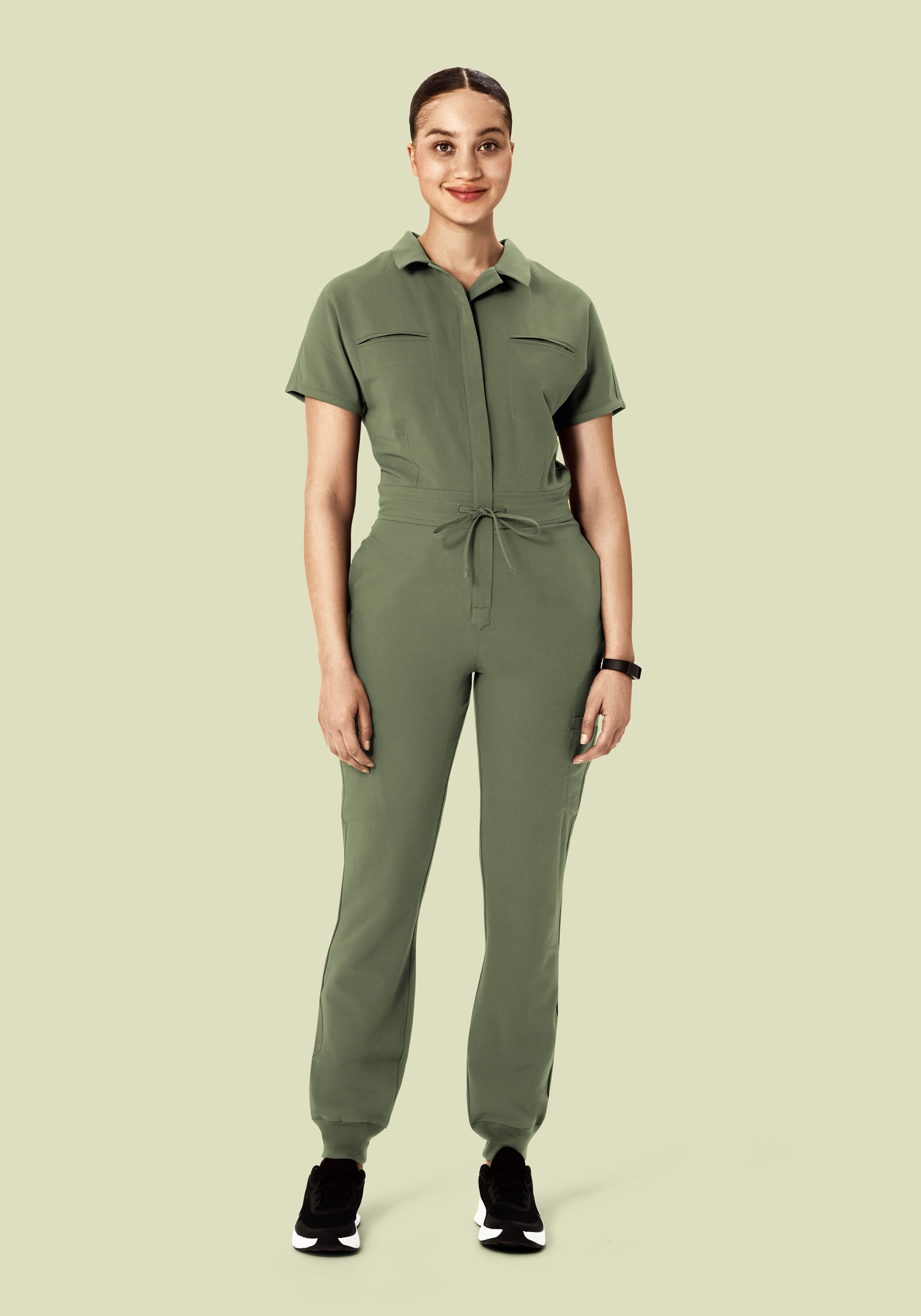 Women's Mandarin Dolman Jogger Scrub Jumpsuit - Sage | Mandala Scrubs