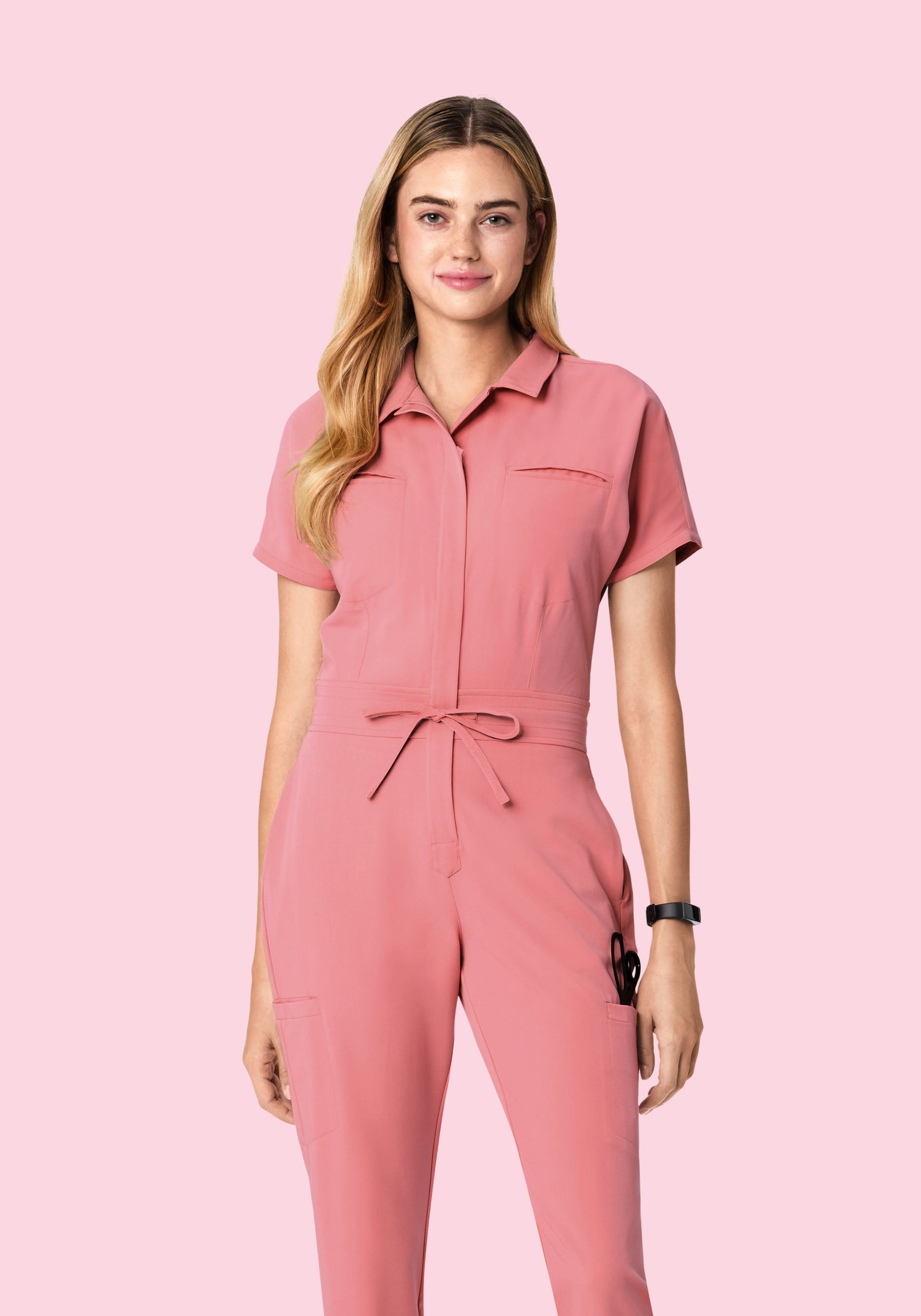 Women's Mandarin Dolman Jogger Scrub Jumpsuit - Peony | Mandala Scrubs
