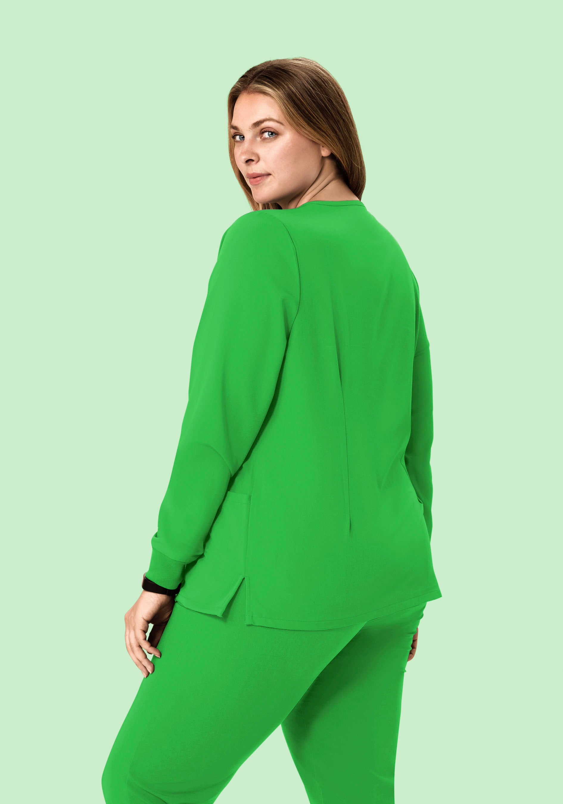 Long Sleeve 6 Pocket Top Kelly Green