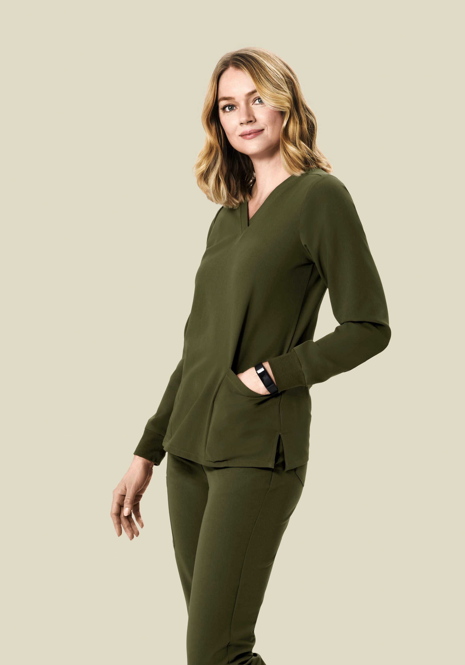 Long Sleeve 6 Pocket Top Olive
