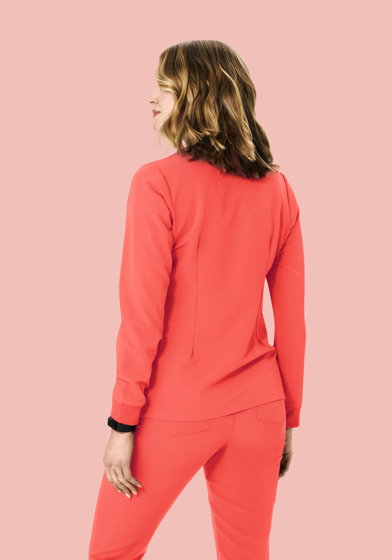 Long Sleeve 6 Pocket Top Sunkissed Coral