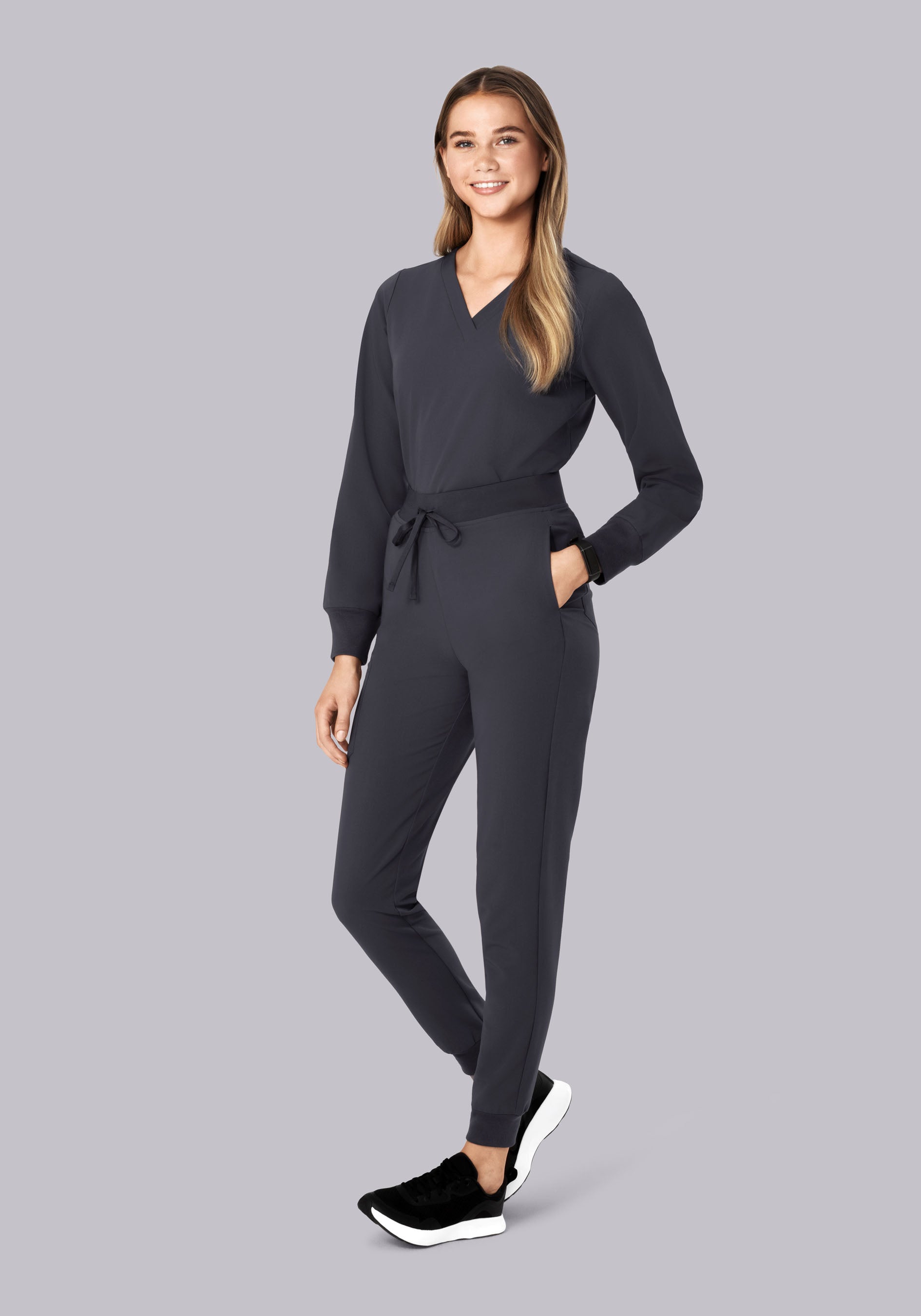 Long Sleeve 6 Pocket Top Pewter