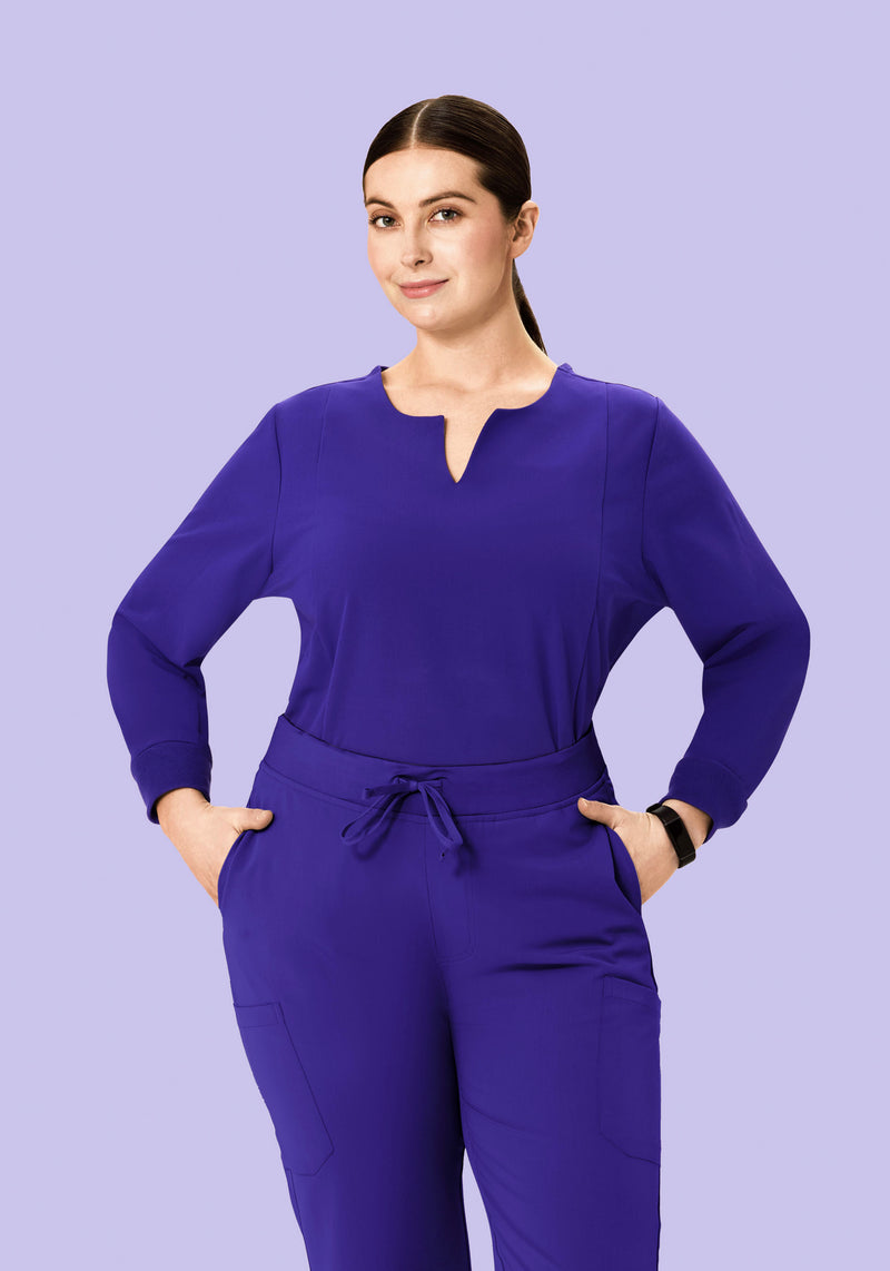 Long Sleeve Notch Neck Top True Grape