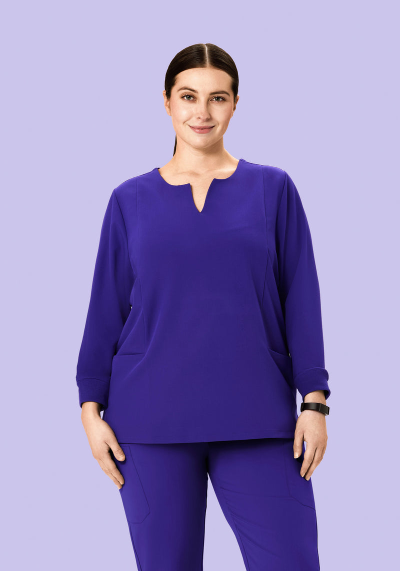 Long Sleeve Notch Neck Top True Grape