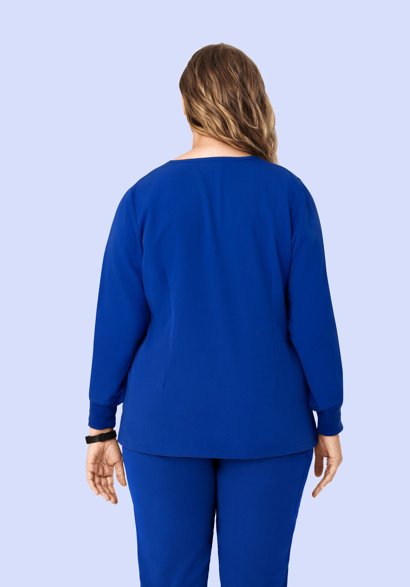 Long Sleeve Notch Neck Top Galaxy Blue