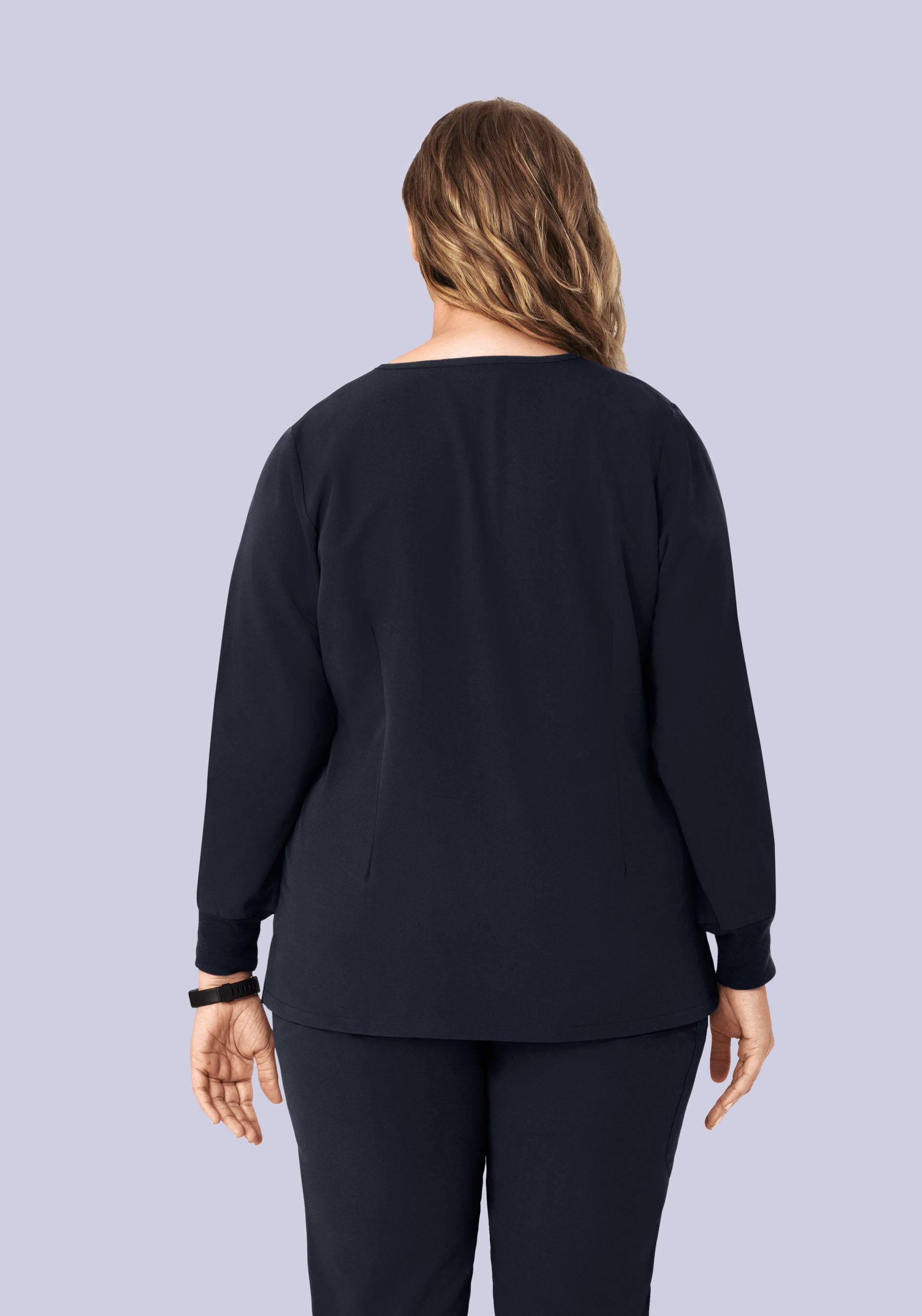 Long Sleeve Notch Neck Top Midnight Navy