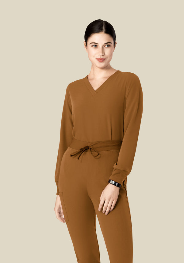 Long Sleeve 6 Pocket Top Camel