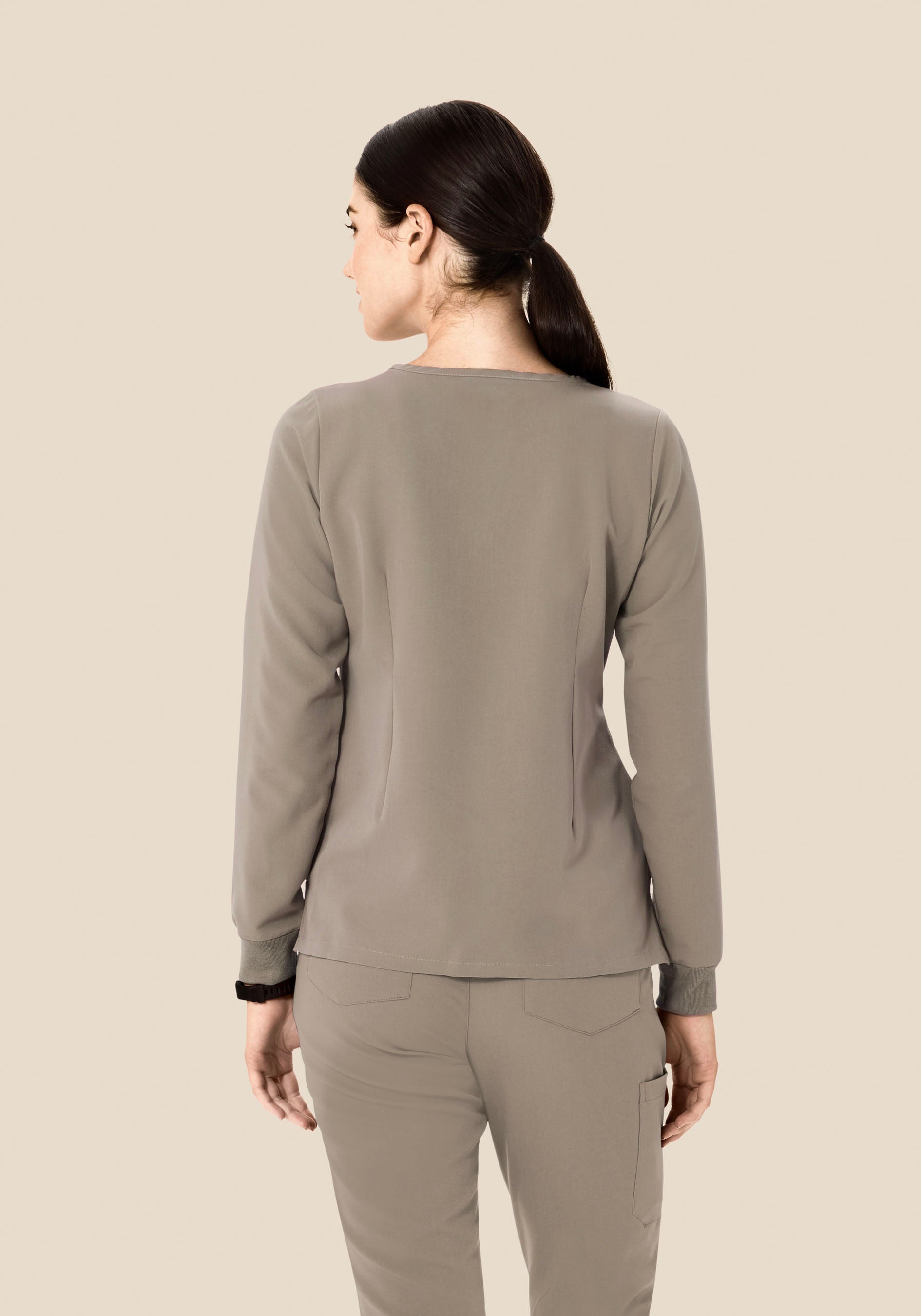 Long Sleeve Notch Neck Top Macchiato