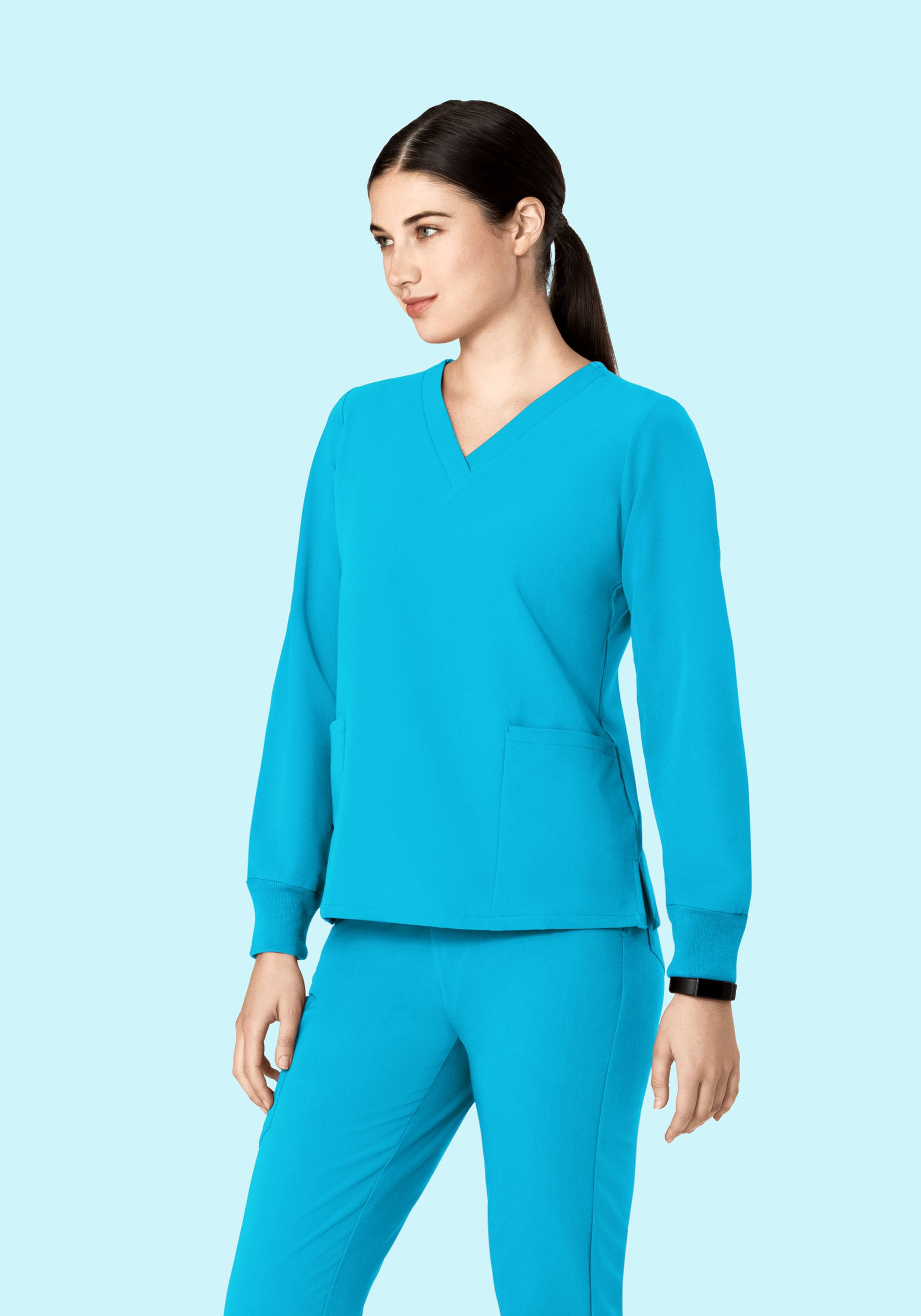 Long Sleeve 6 Pocket Top Pacific Blue