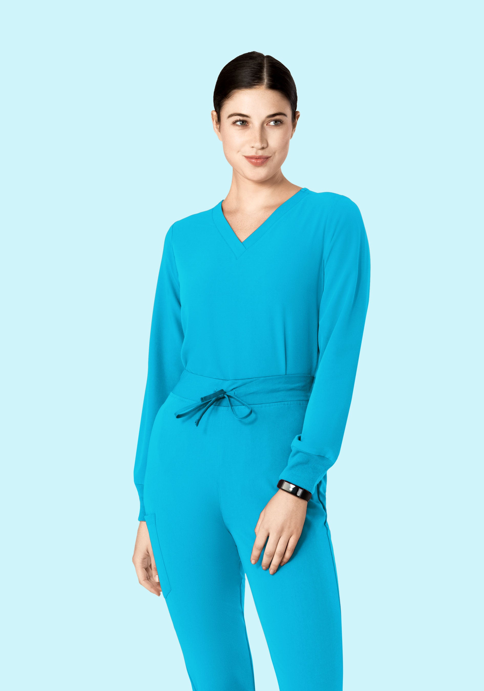 Long Sleeve 6 Pocket Top Pacific Blue