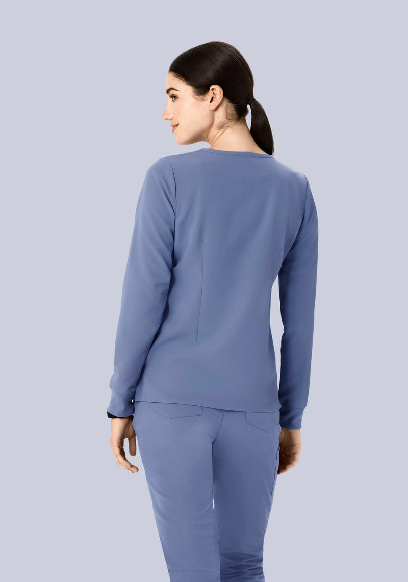 Long Sleeve Notch Neck Top Periwinkle