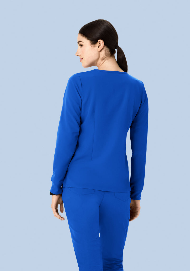 Long Sleeve Notch Neck Top Royal Blue