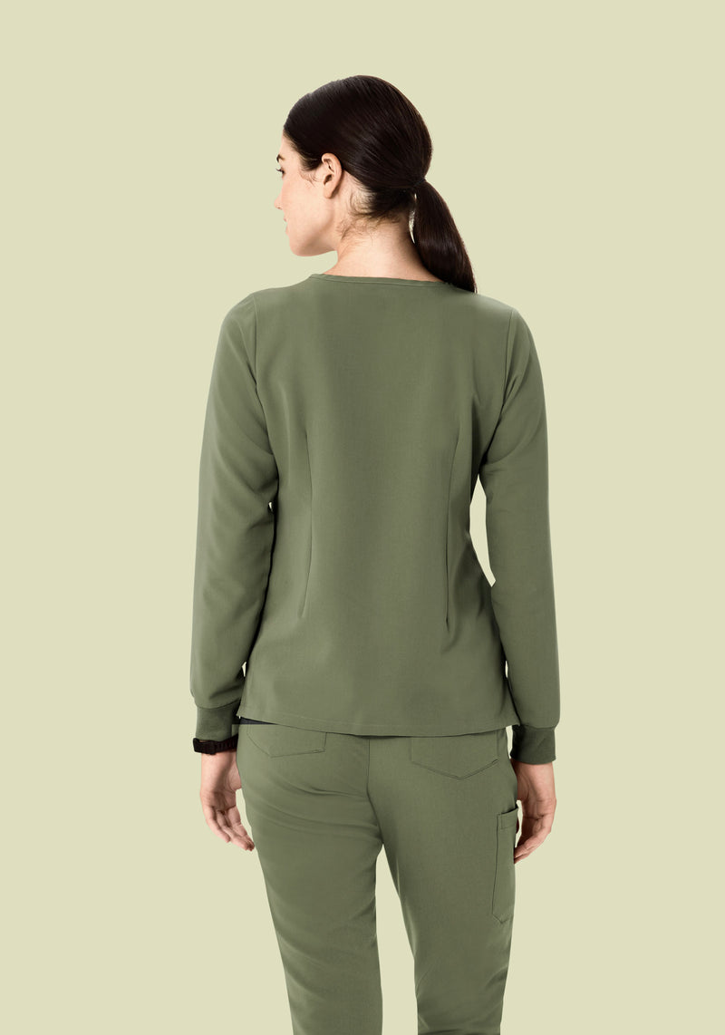 Long Sleeve Notch Neck Top Sage