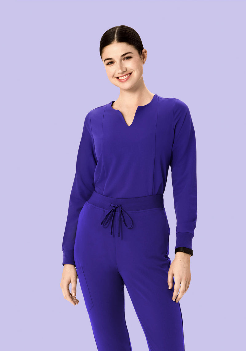 Long Sleeve Notch Neck Top True Grape