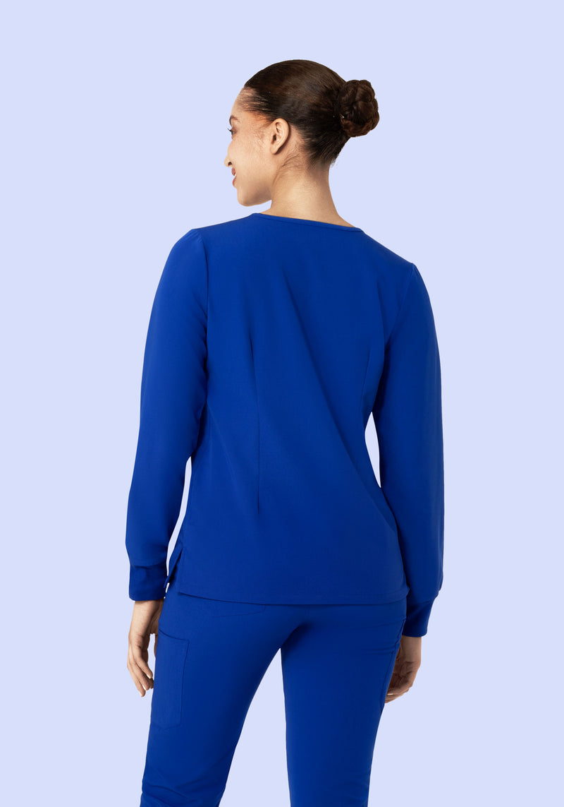 Long Sleeve Notch Neck Top Galaxy Blue