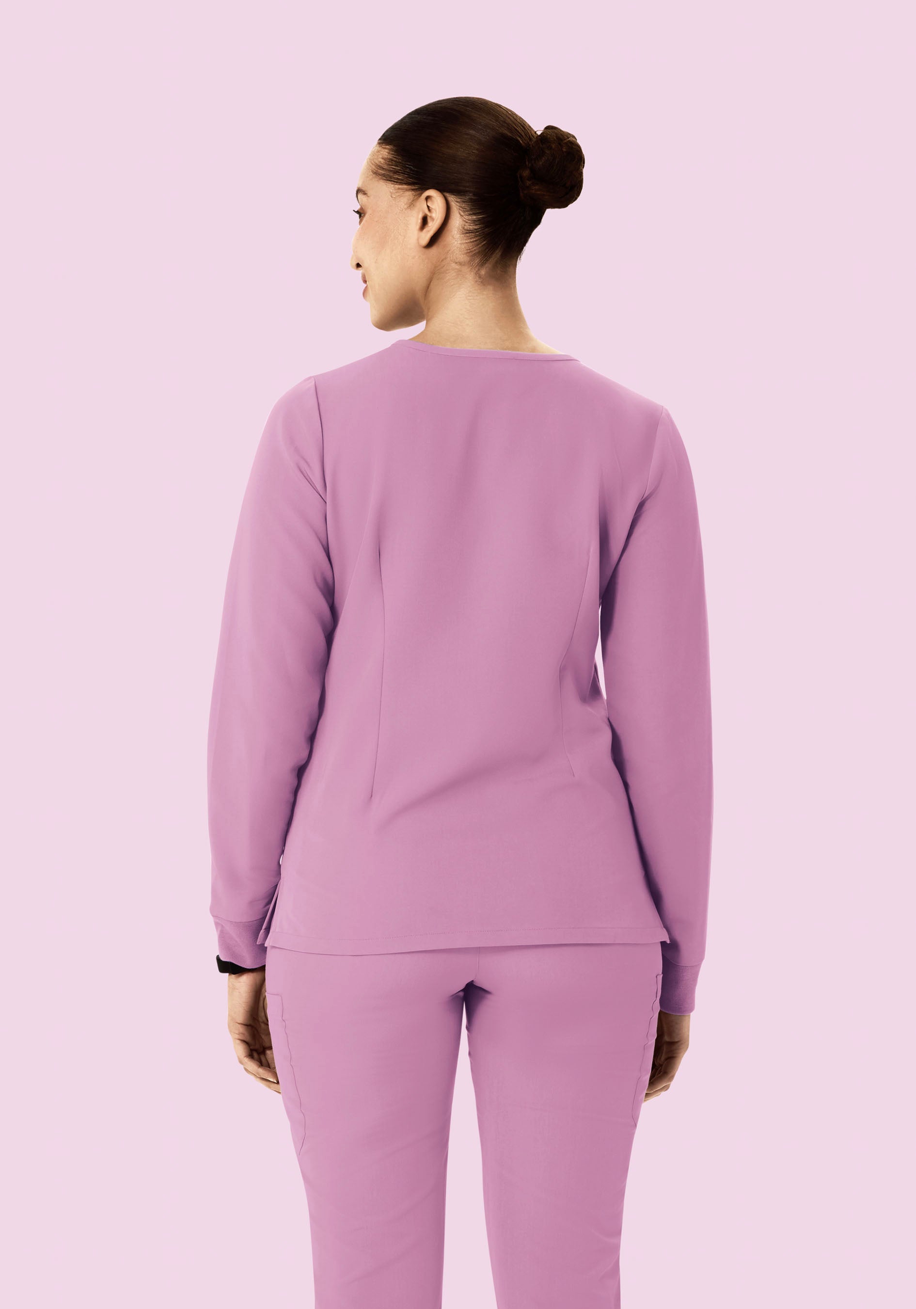 Long Sleeve Notch Neck Top Lilac