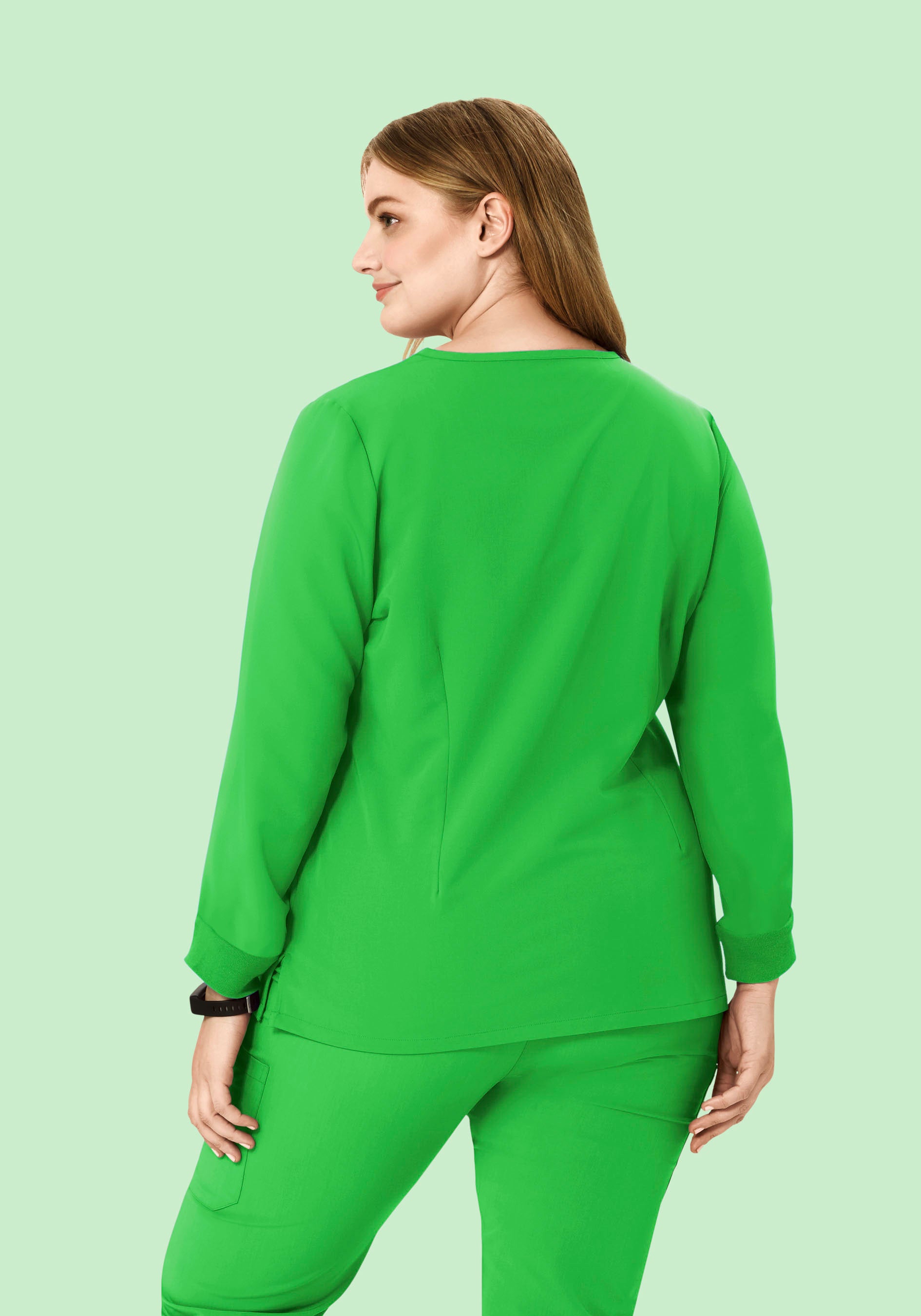 Long Sleeve Notch Neck Top Kelly Green