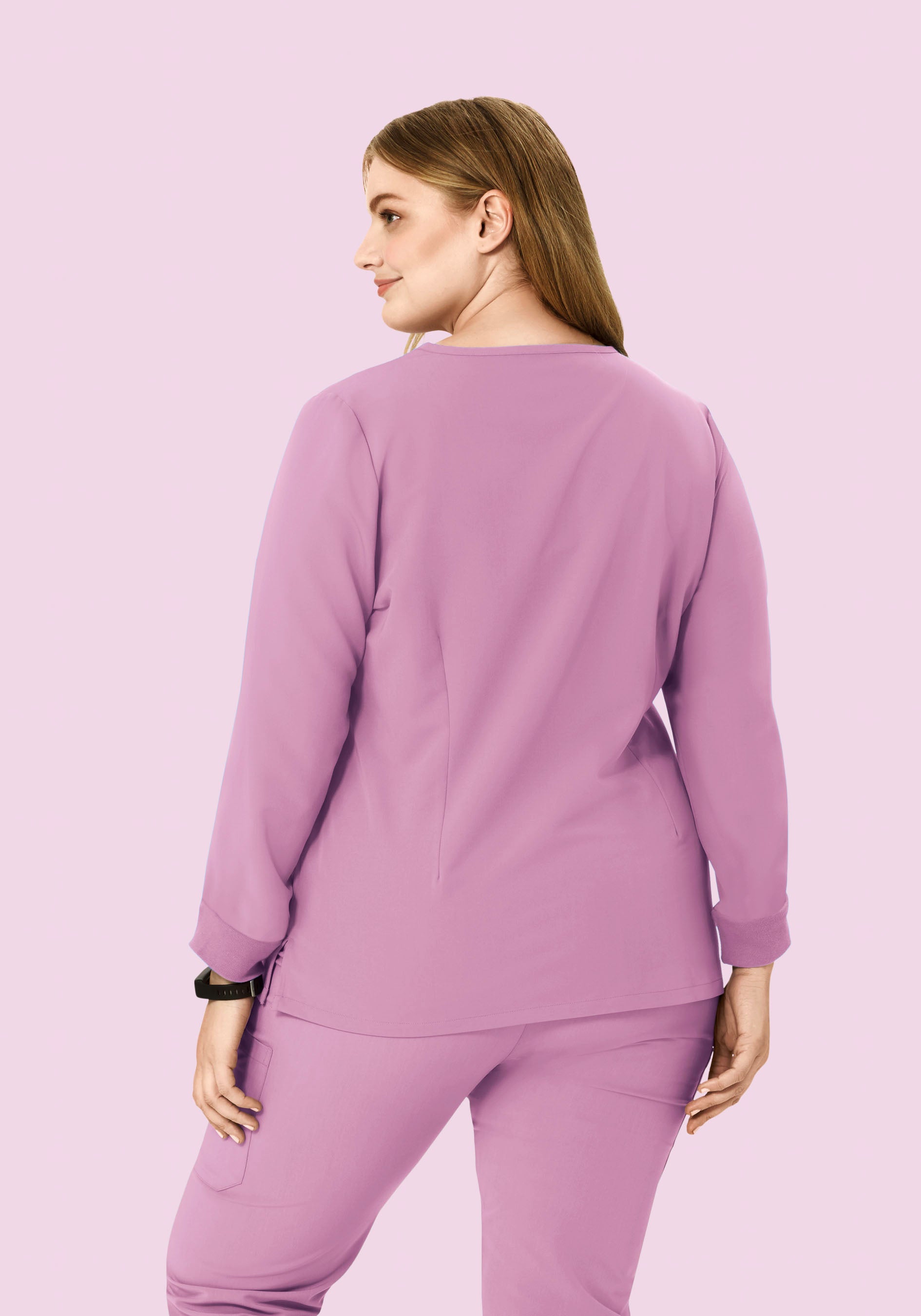 Long Sleeve Notch Neck Top Lilac