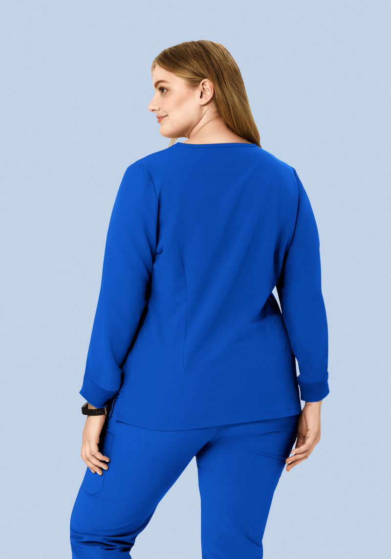 Long Sleeve Notch Neck Top Royal Blue