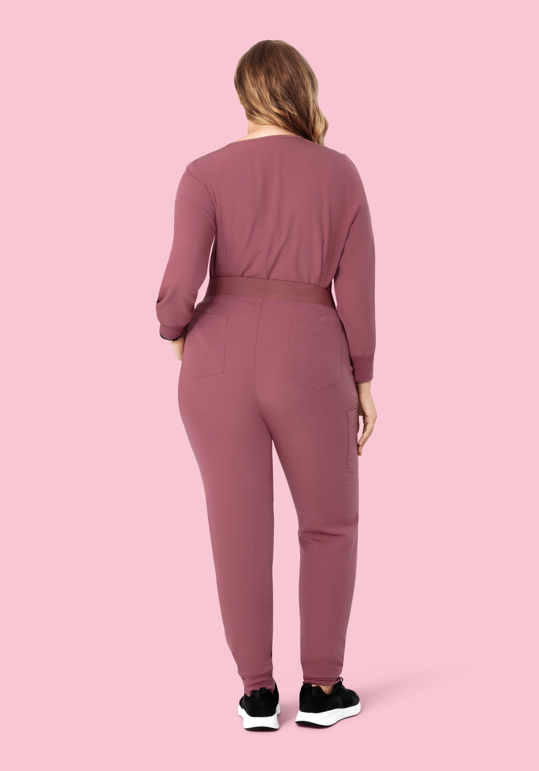 Long Sleeve Notch Neck Top Mauve