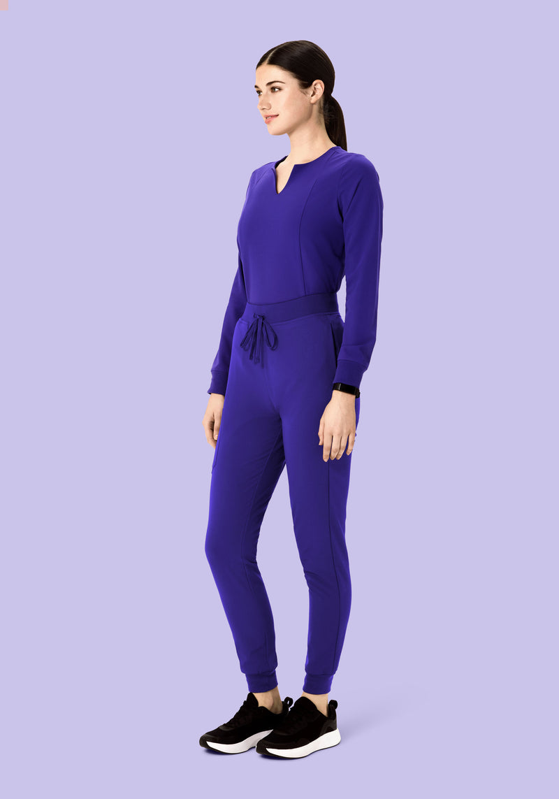 Long Sleeve Notch Neck Top True Grape