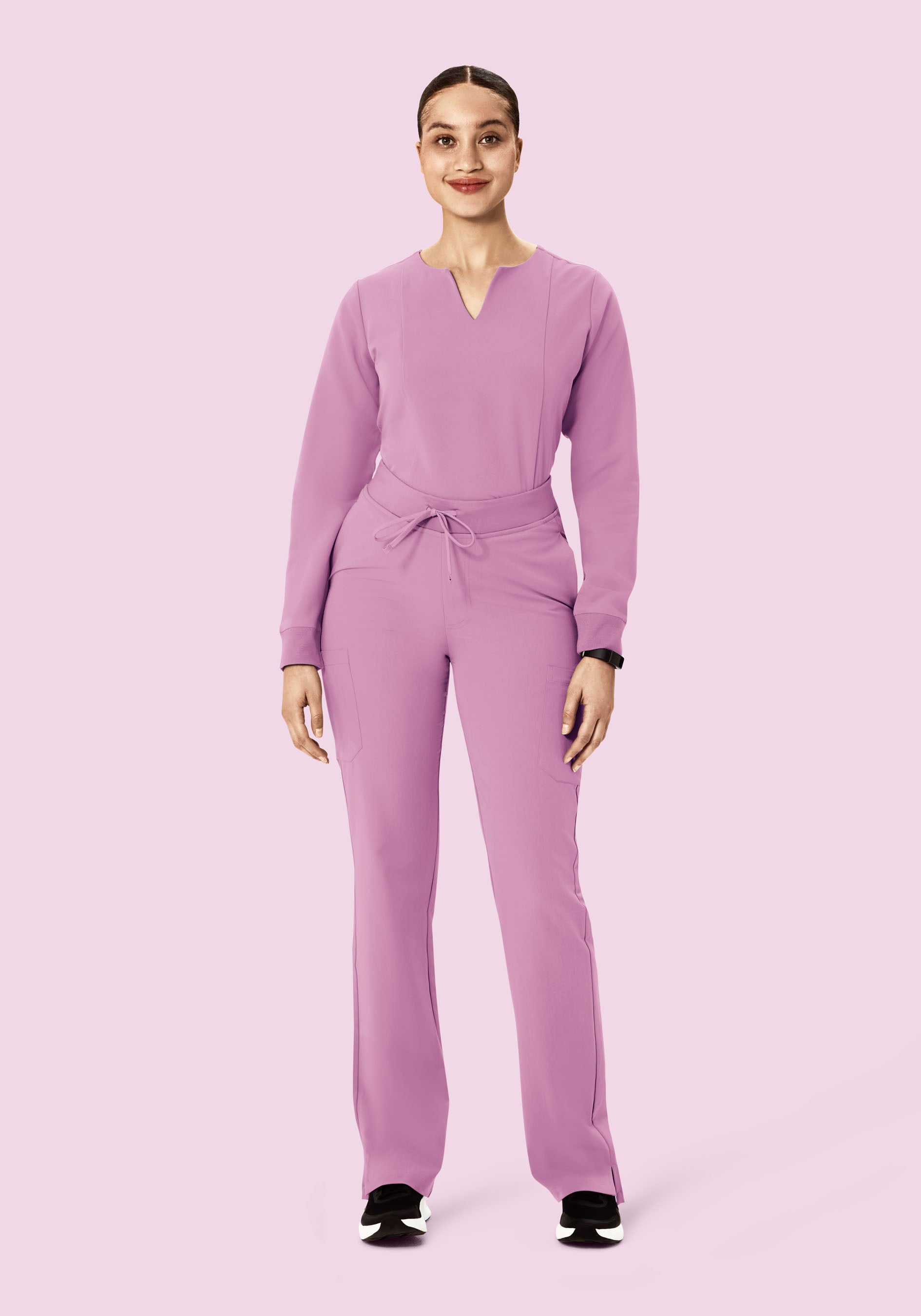 Long Sleeve Notch Neck Top Lilac