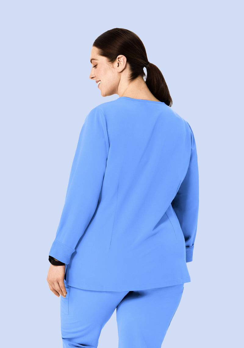 Long Sleeve One Pocket Top Ceil Blue