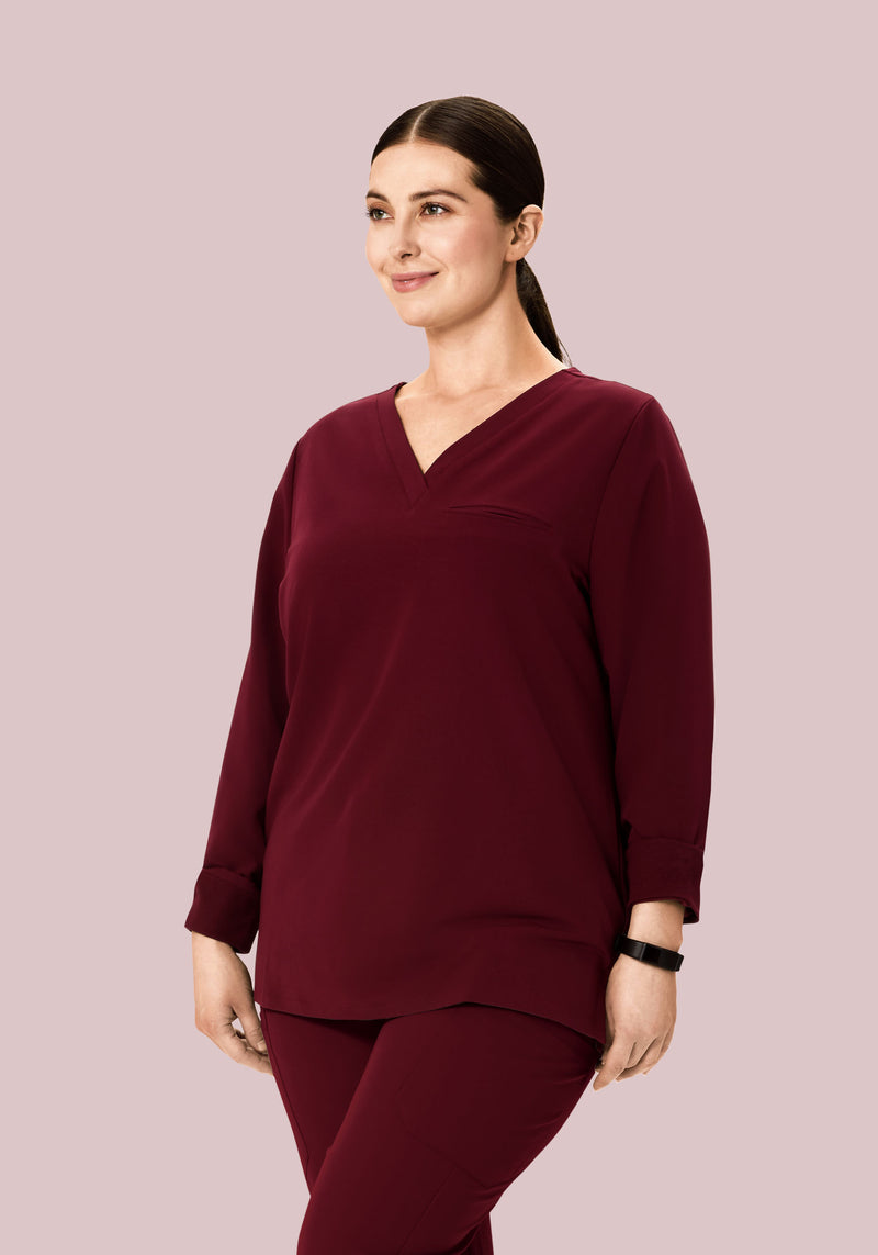 Long Sleeve One Pocket Top Wine