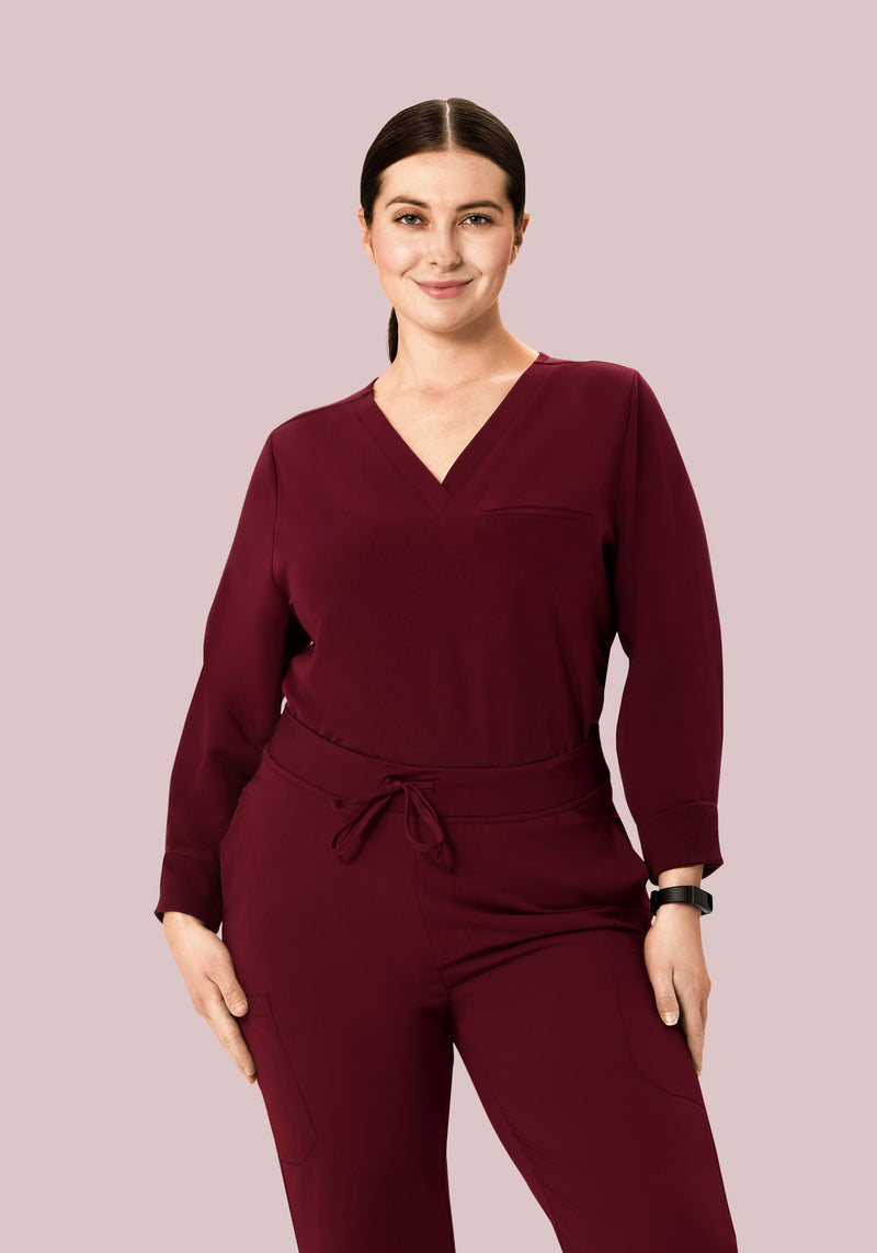 Long Sleeve One Pocket Top Wine