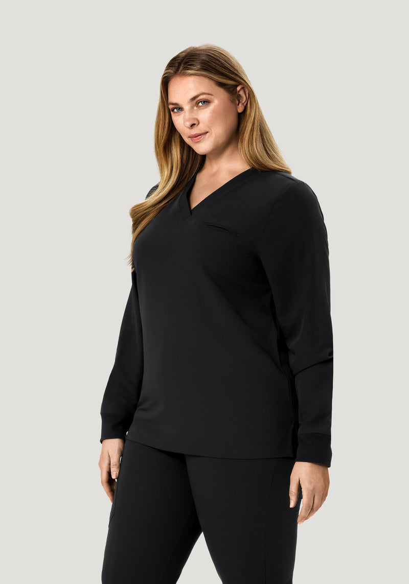 Long Sleeve One Pocket Top Black