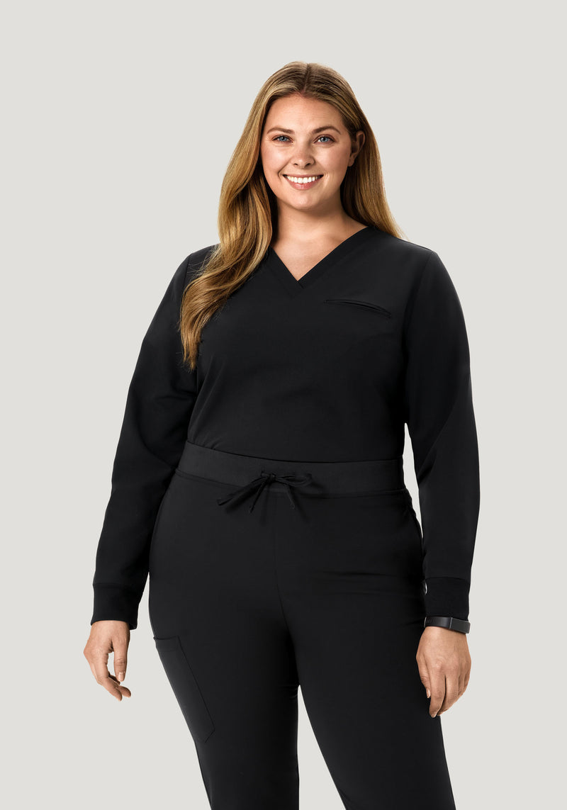 Long Sleeve One Pocket Top Black