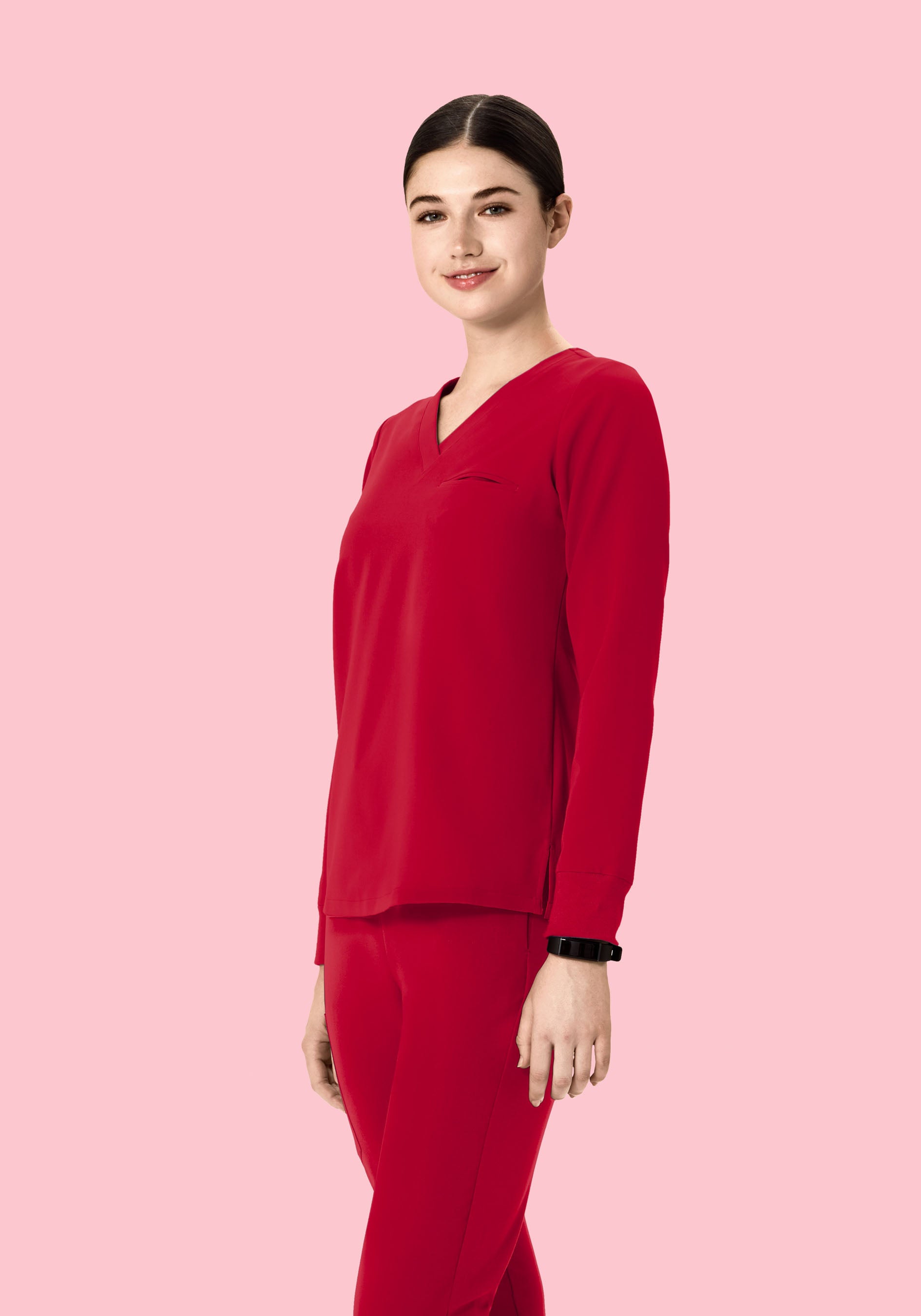 Long Sleeve One Pocket Top Crimson