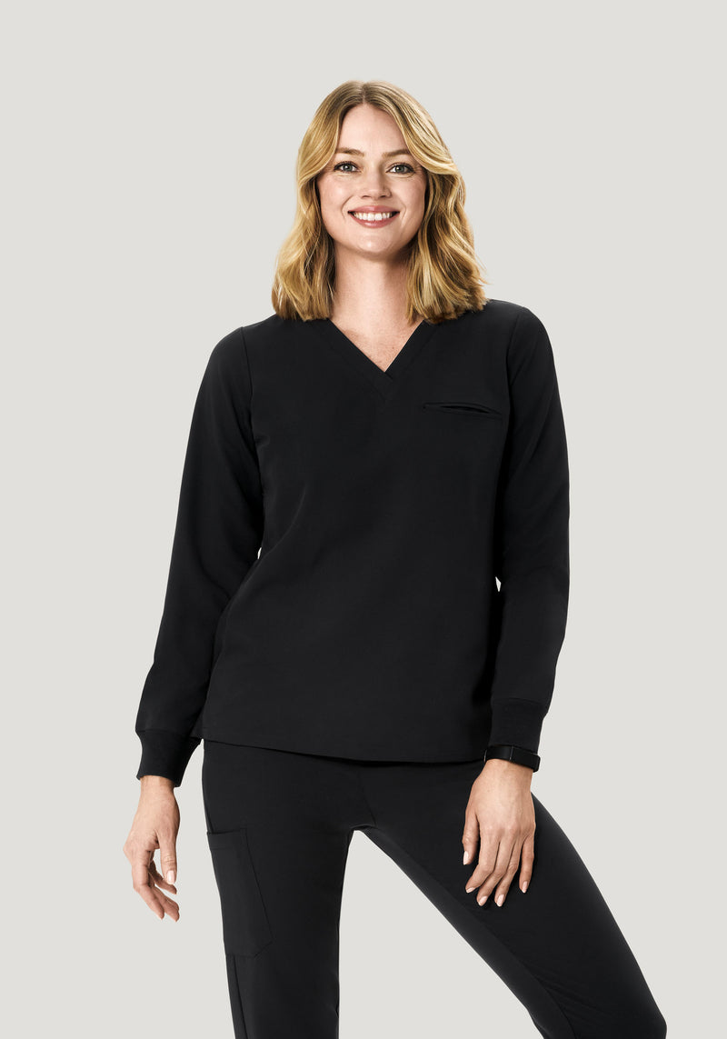 Long Sleeve One Pocket Top Black