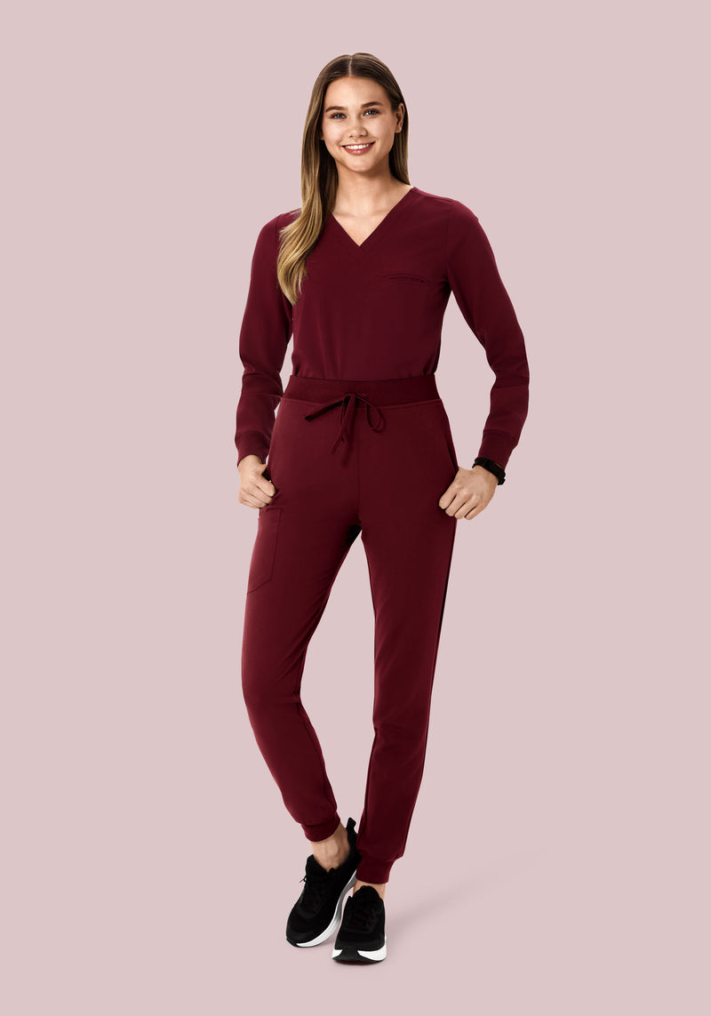 Long Sleeve One Pocket Top Wine