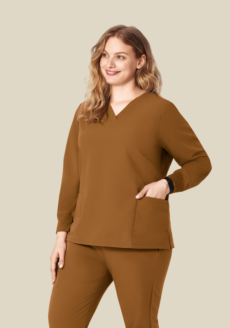 Long Sleeve 6 Pocket Top Camel