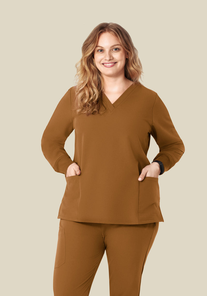 Long Sleeve 6 Pocket Top Camel