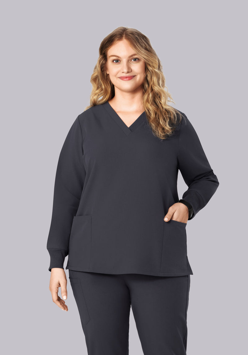 Long Sleeve 6 Pocket Top Pewter – Mandala Scrubs
