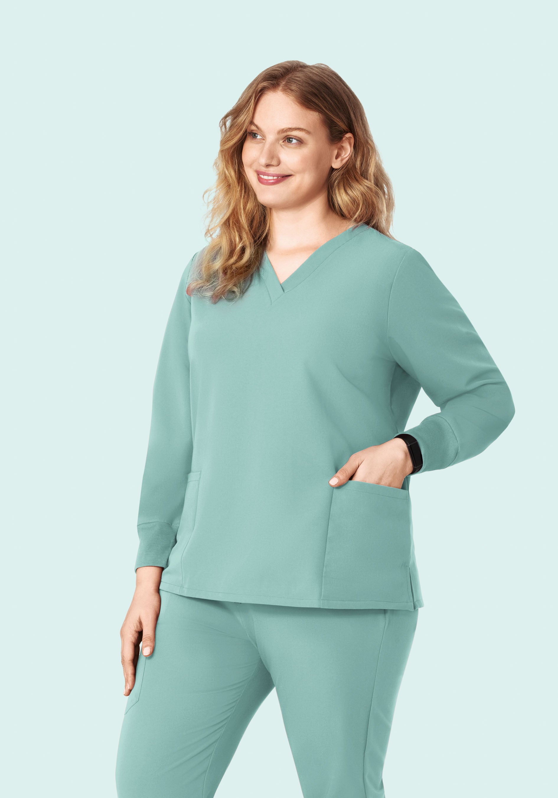 Long Sleeve 6 Pocket Top Tourmaline